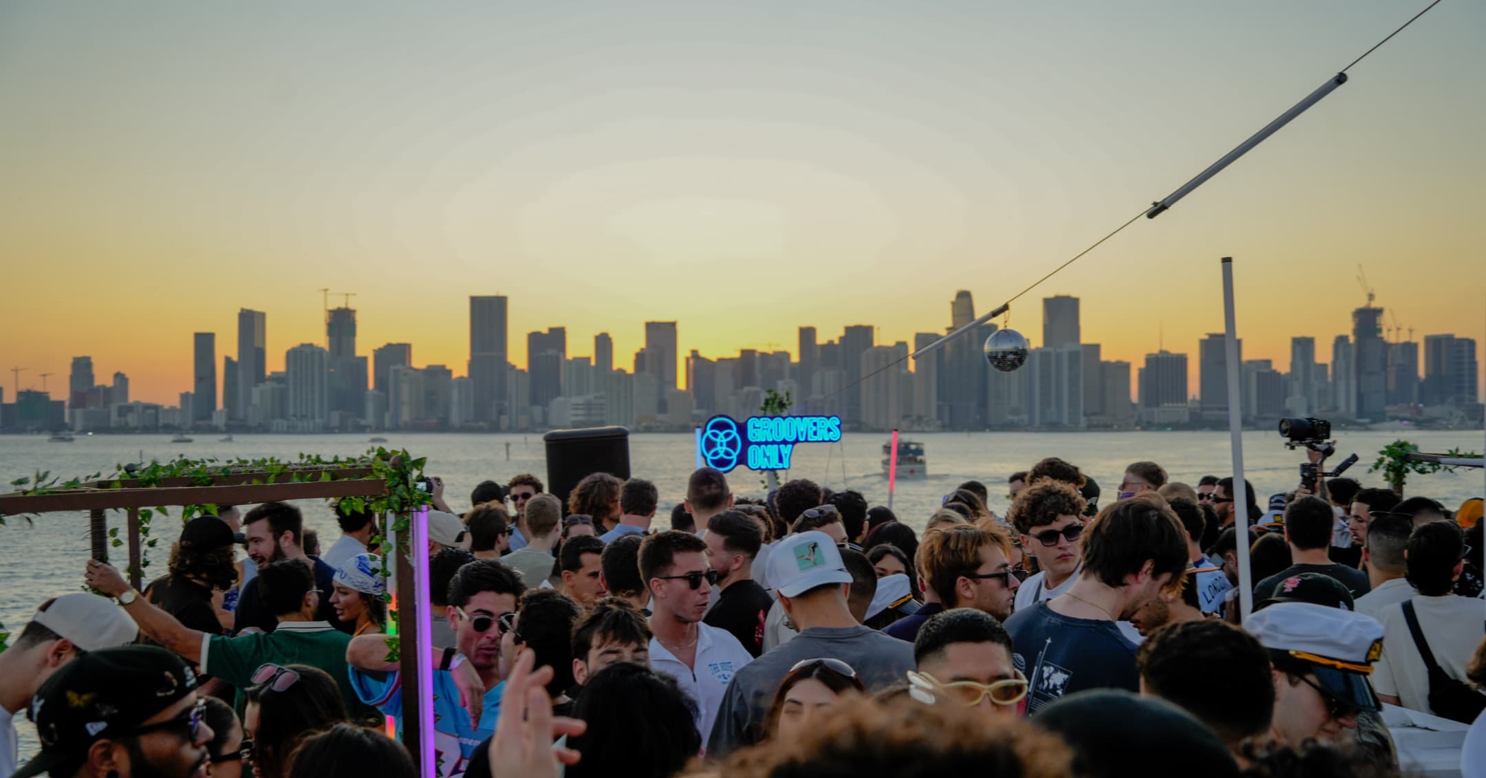 First Reef sunset boat party with Miami skyline